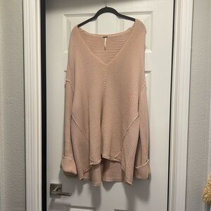 Free People Boxy Chunky V Neck Sweater
